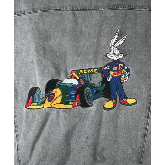 Looney Tunes ACME Racing Jacket Gray Bugs Bunny Warner Bros XL - Picture 5 of 15